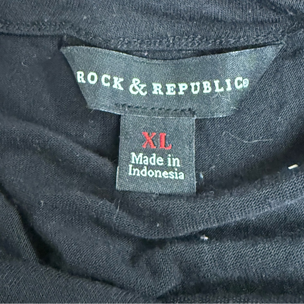 Rock & Republic Americana Eagle Graphic Raglan Tee Black White USA Stars XL - Picture 7 of 9